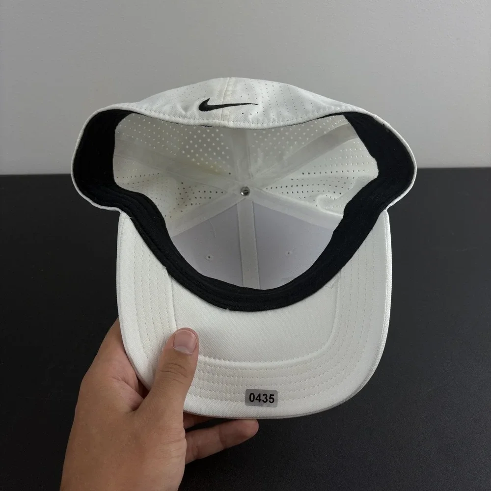Nike Classic 99 Dri-Fit Golf Hat White Black Perforated AeroBill Swoosh Cap